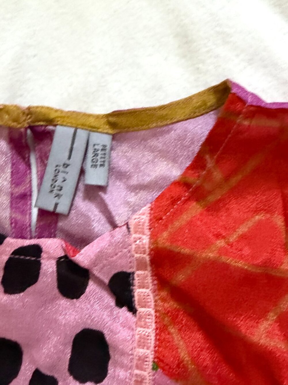 Bl^nk Anthropologie Miranda Eclectic Patchwork Polka Dot Peasant Top Petite L - Picture 12 of 16